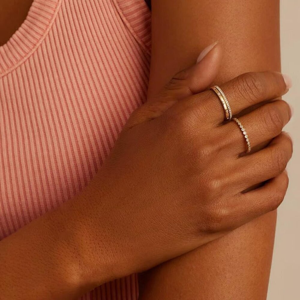 Dainty Gold Rings Set with Cubic Zirconia – Perfect for Stacking & Gifting - Picture 5 of 9